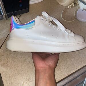 Kids White Sneakers with Iridescent Detail
